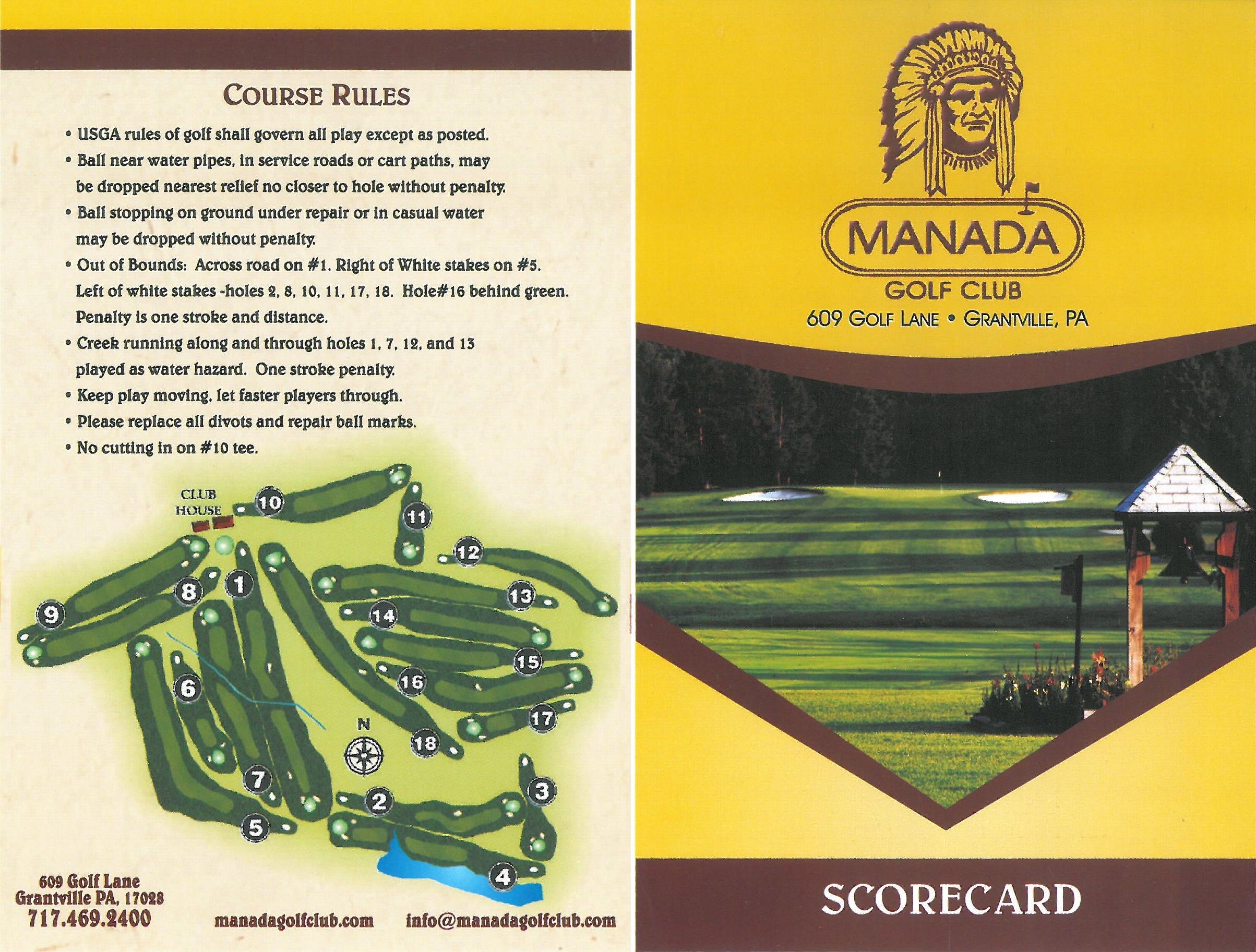 Scorecard Manada Golf Club